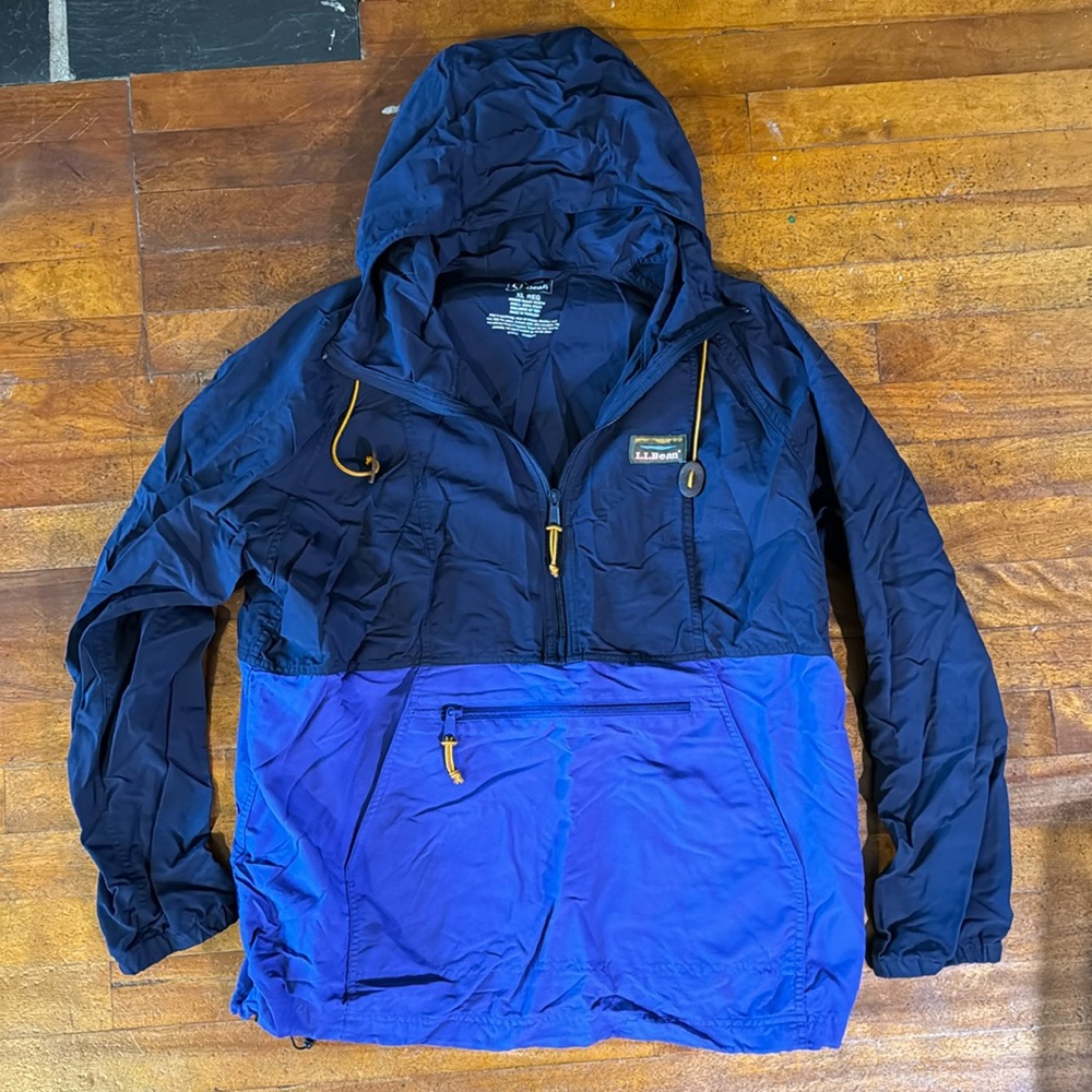 L.L. Bean half zip windbreaker blue